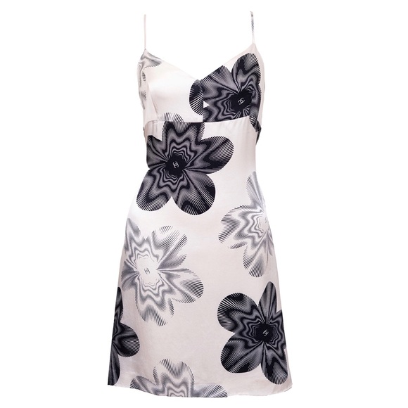 Chanel White Floral Logo Silk Dress - Picture 1 of 7